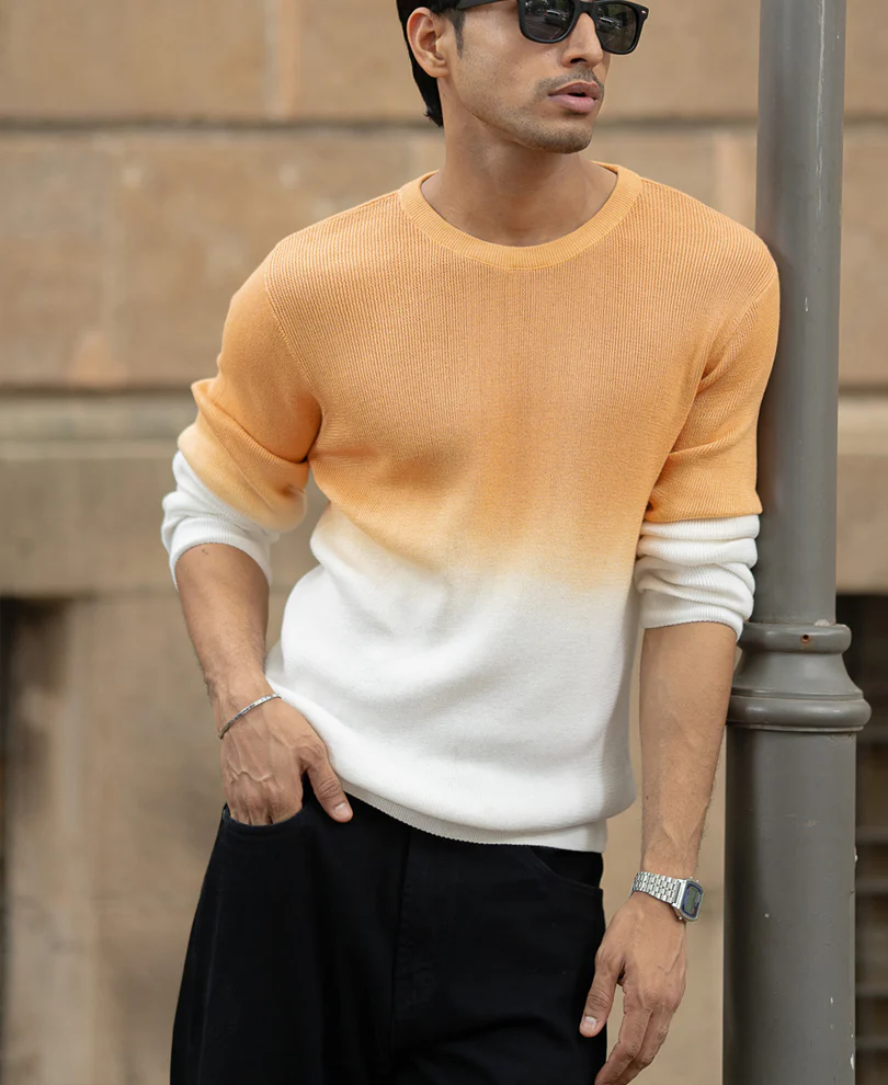 Apricot Orange Ombre Knit T-Shirt