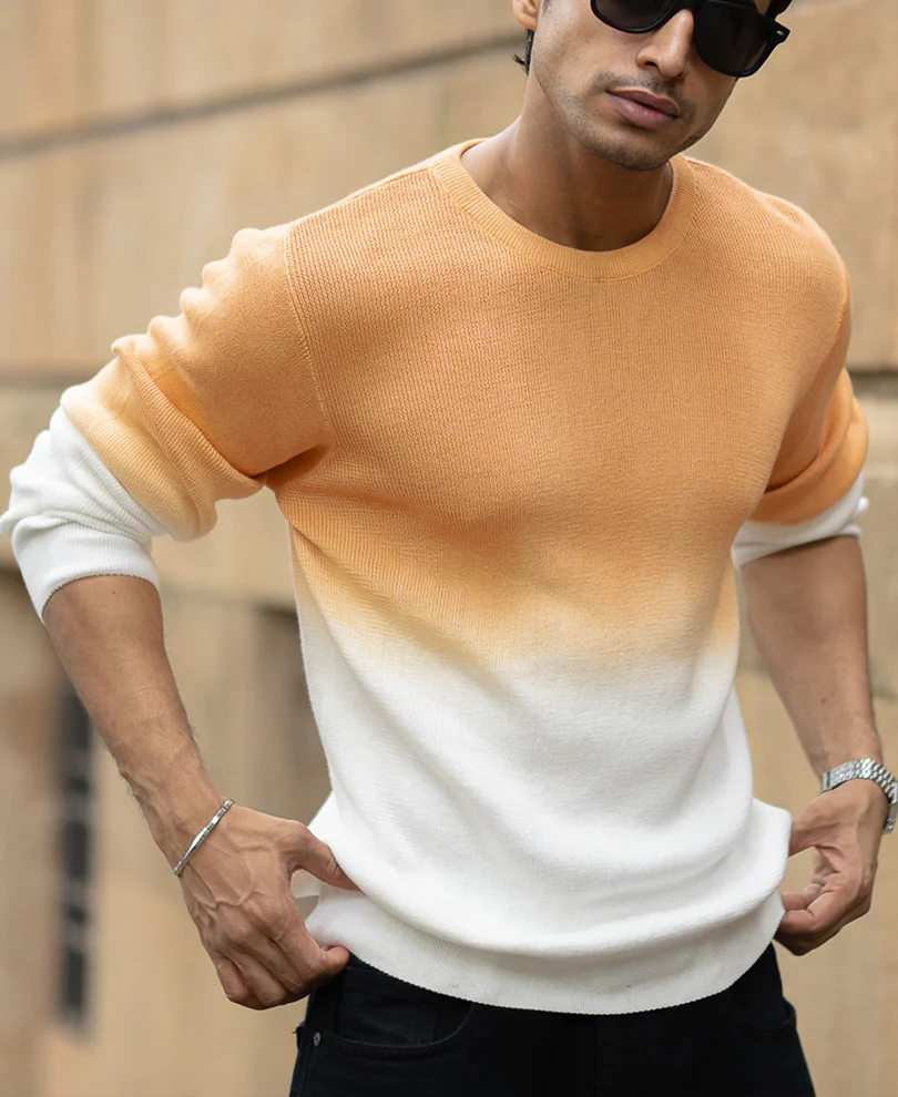 Apricot Orange Ombre Knit T-Shirt - Image 2