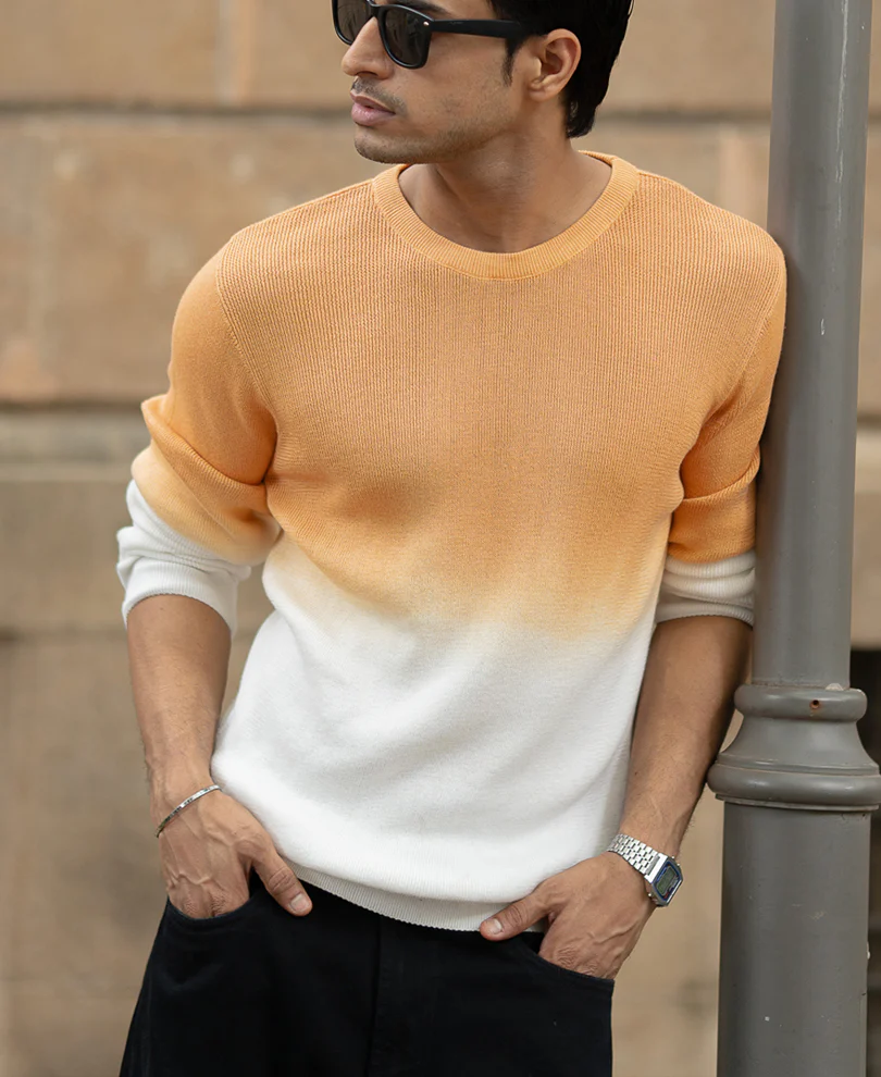 Apricot Orange Ombre Knit T-Shirt - Image 3