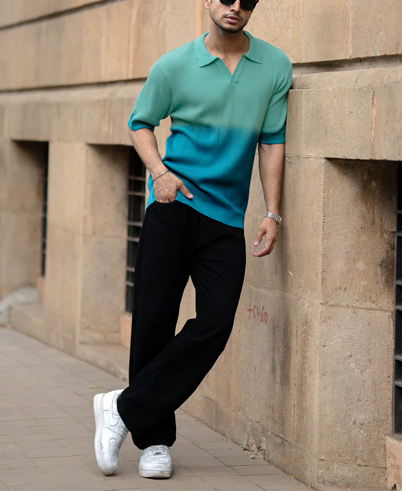 Aqua Blue Ombre T-Shirt - Image 5