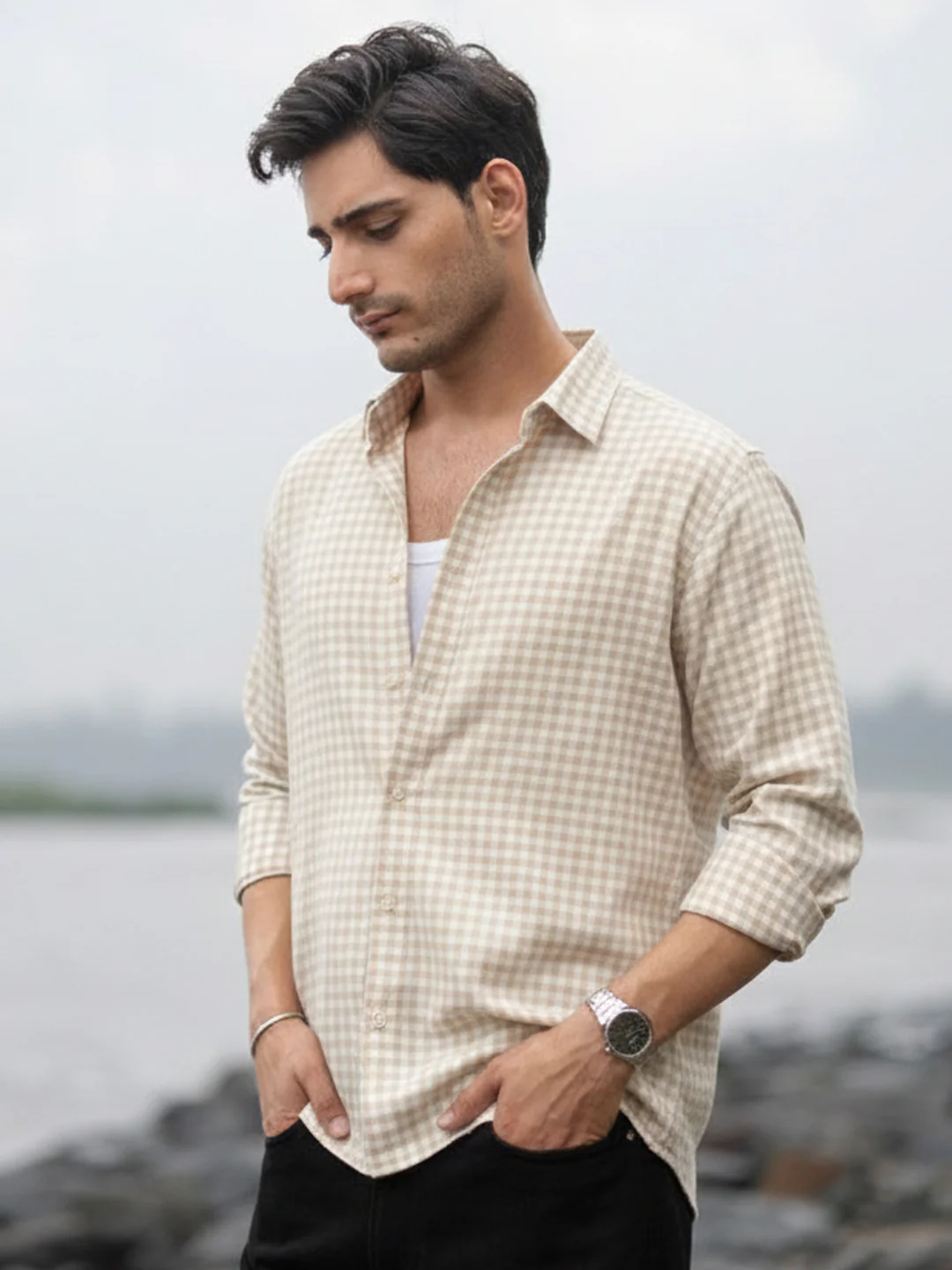 Beige Checks Shirt