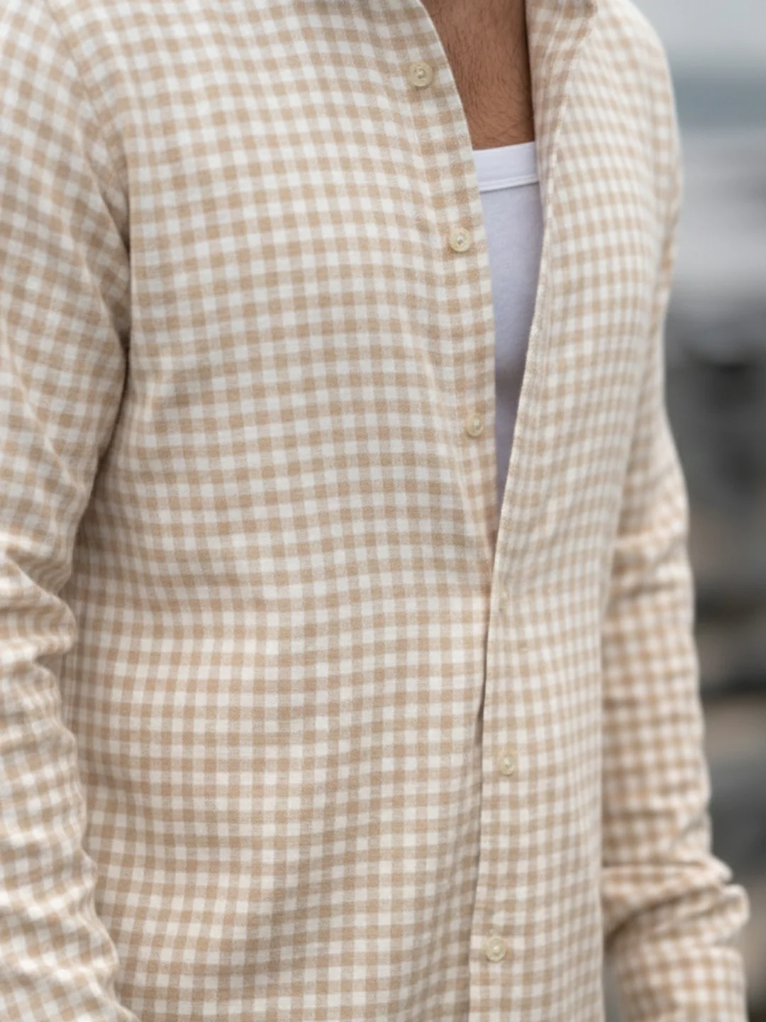 Beige Checks Shirt - Image 4