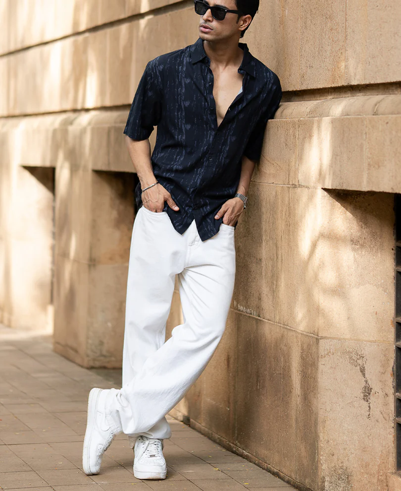 Black Abstract Lightweight Print Shirt - Image 4