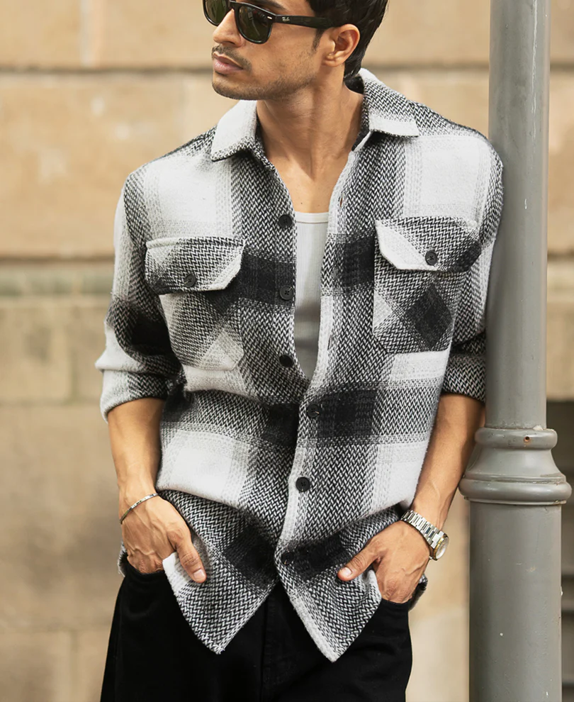 Black And White Checks Overshirt - Image 2