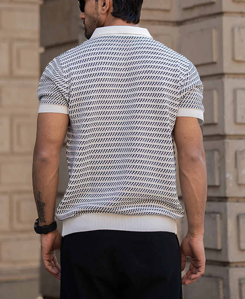 Jacquard Knit Polo T-Shirt - Image 2