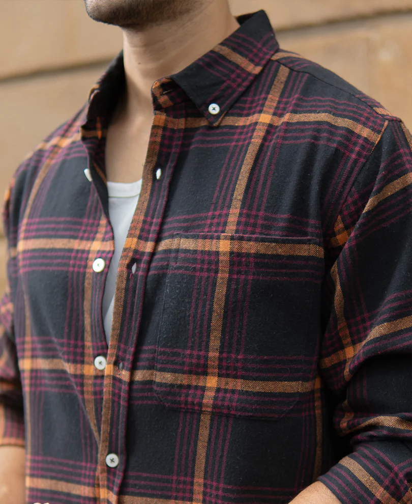 Black Brushed Checks Shirt - Image 4