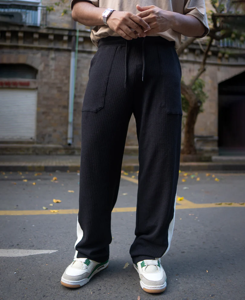 Black Casual Baggy Fit Track Pant - Image 2