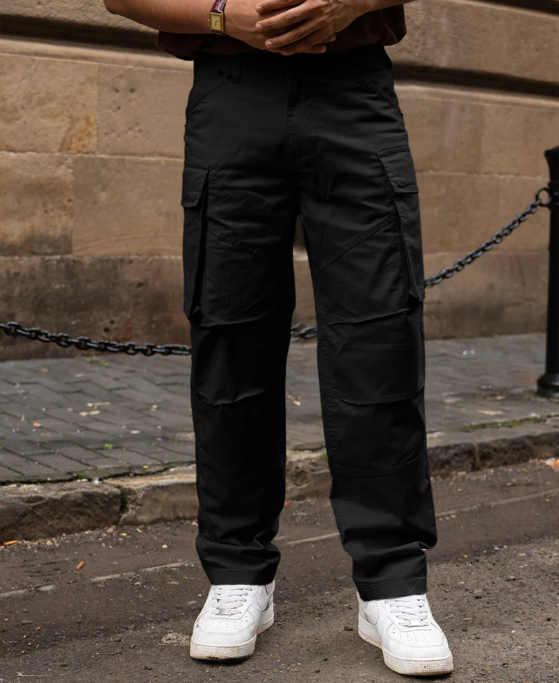 Black Cotton Cargo Trouser - Image 2