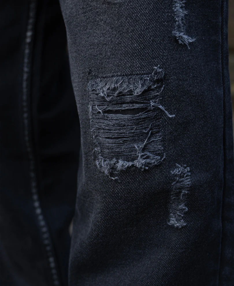 Black Distress Baggy Jeans - Image 5
