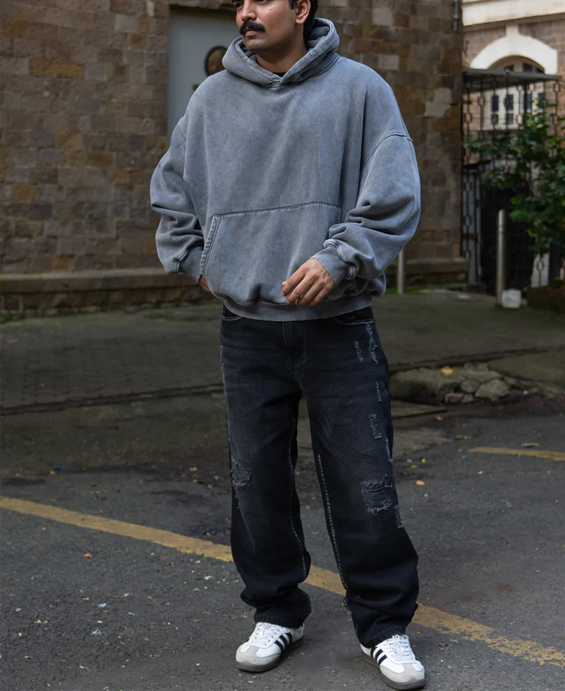 Black Distress Baggy Jeans - Image 7