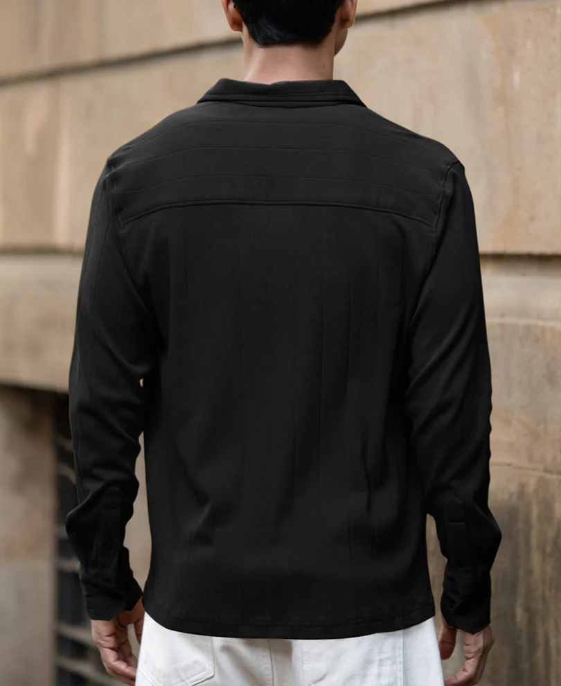 Black Double Pocket Knit Shirt - Image 6