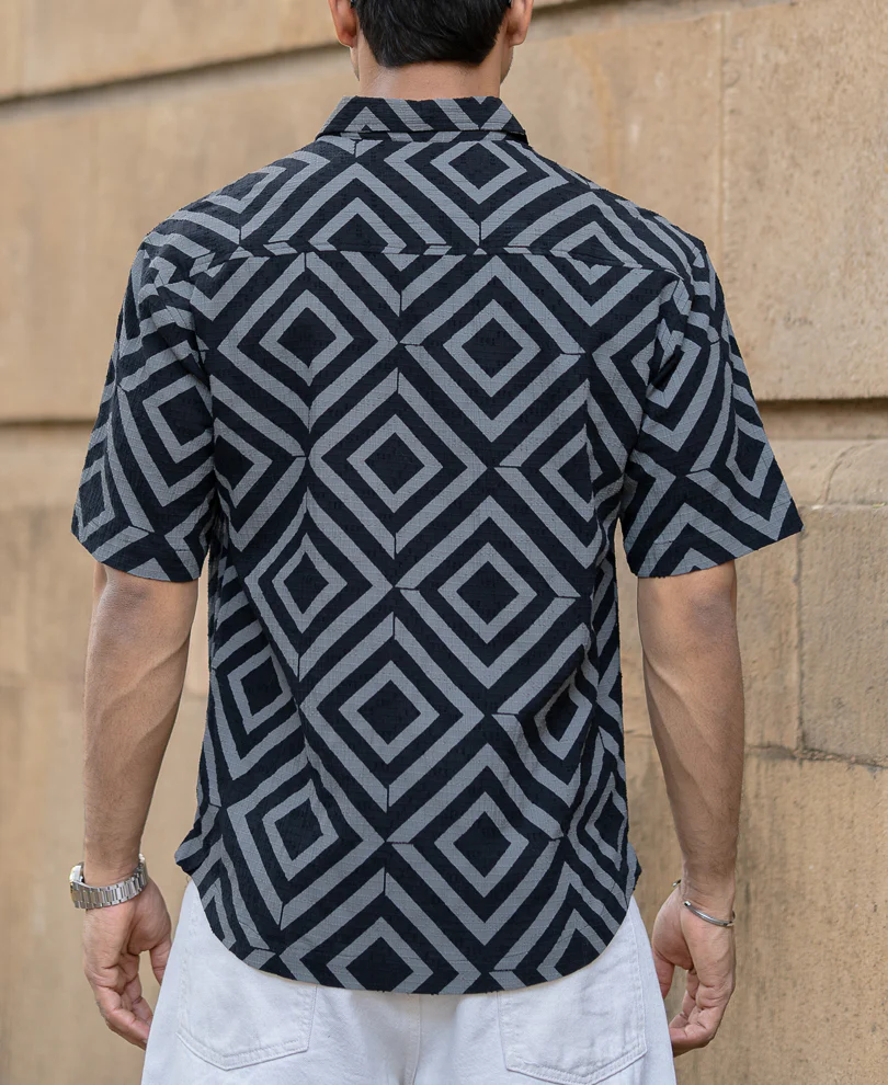Black Geometric Print Shirt - Image 5
