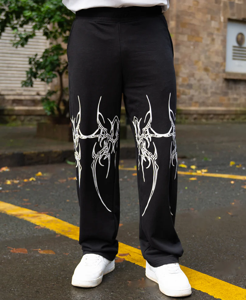 Black Graphic Printed Trackpant - Image 2