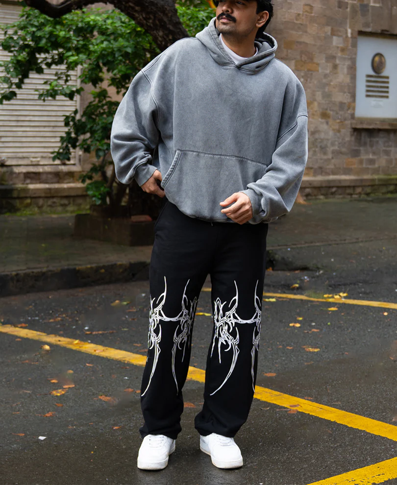 Black Graphic Printed Trackpant - Image 7