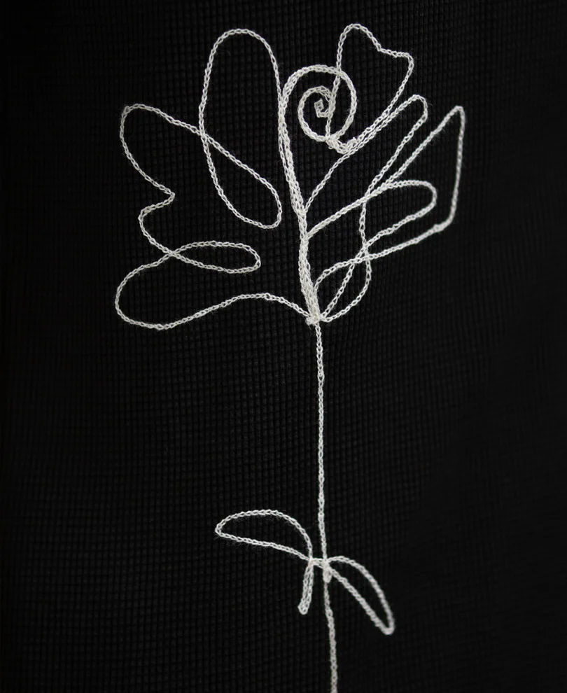 Black Knitted Embroidery Shirt - Image 3