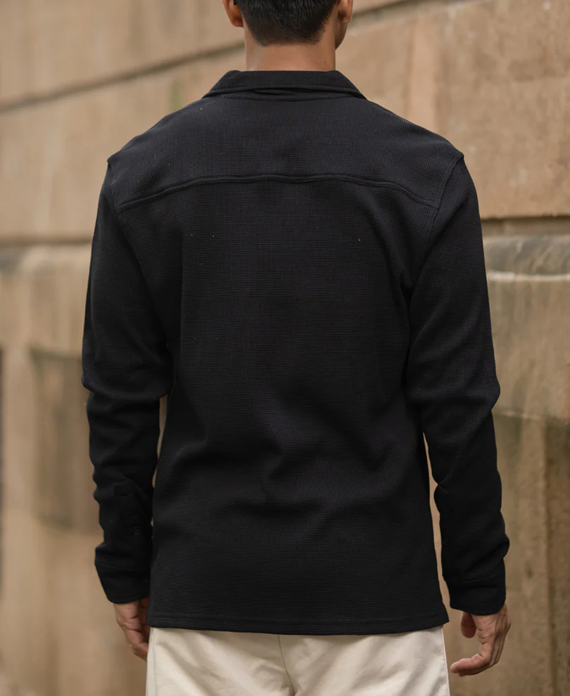 Black Knitted Embroidery Shirt - Image 5