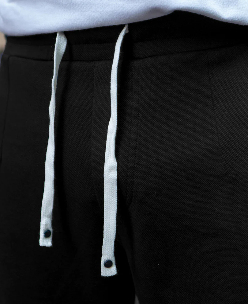 Black Knitted Regular Fit Track Pant