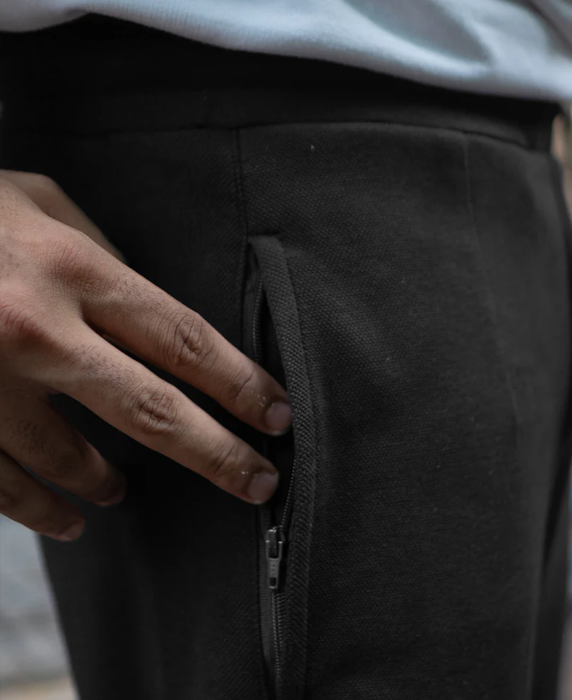Black Knitted Regular Fit Track Pant - Image 5