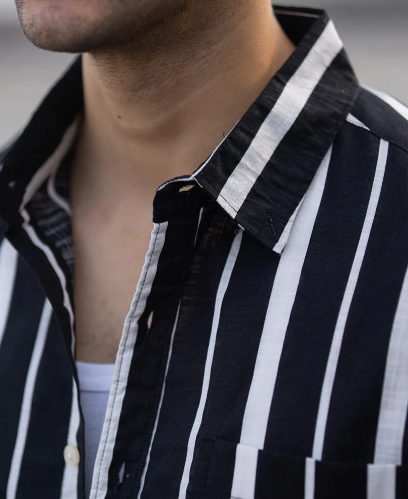 Black Lightweight Striped Shirt - Image 5