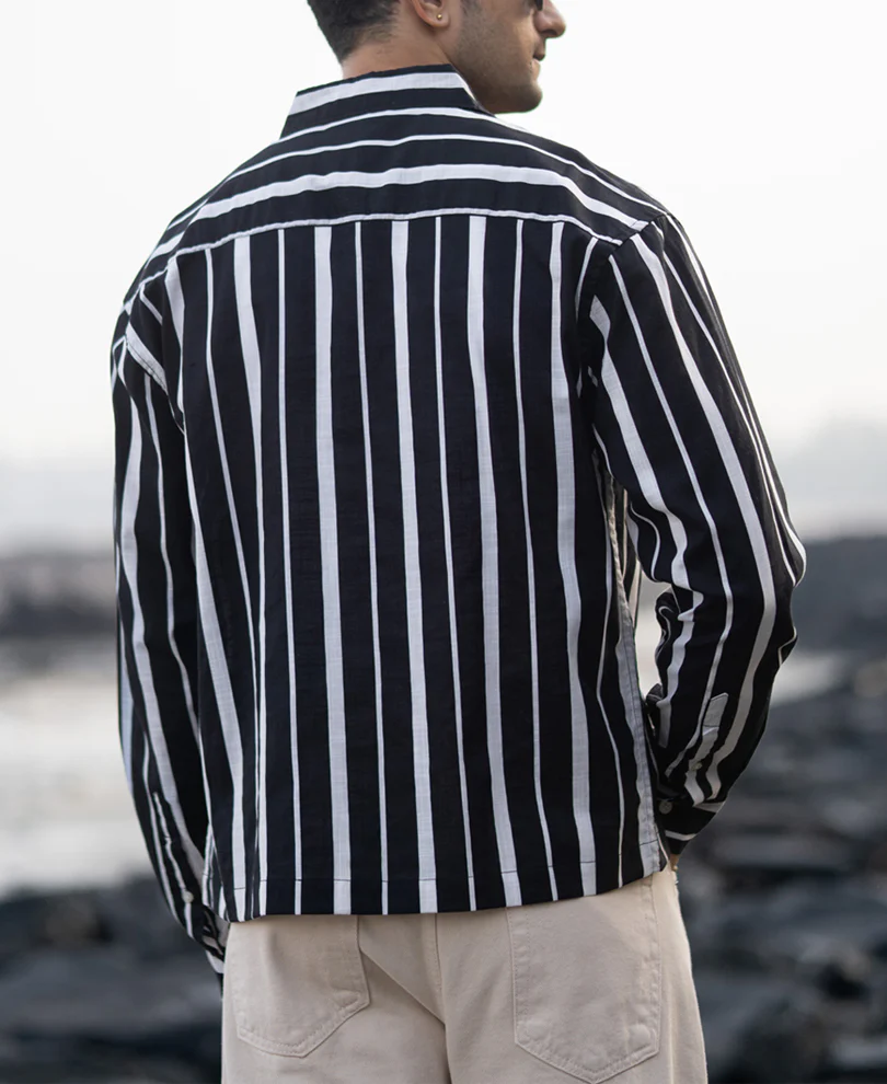 Black Lightweight Striped Shirt - Image 6