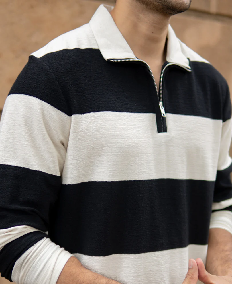 Black Lightweight Striped T-Shirt - Image 2