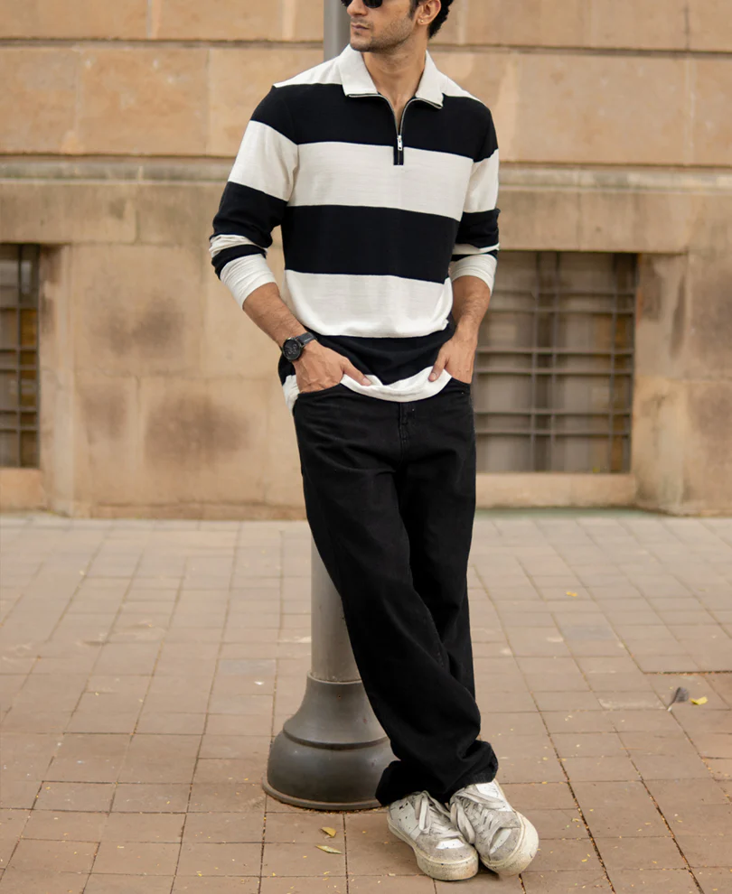 Black Lightweight Striped T-Shirt - Image 6