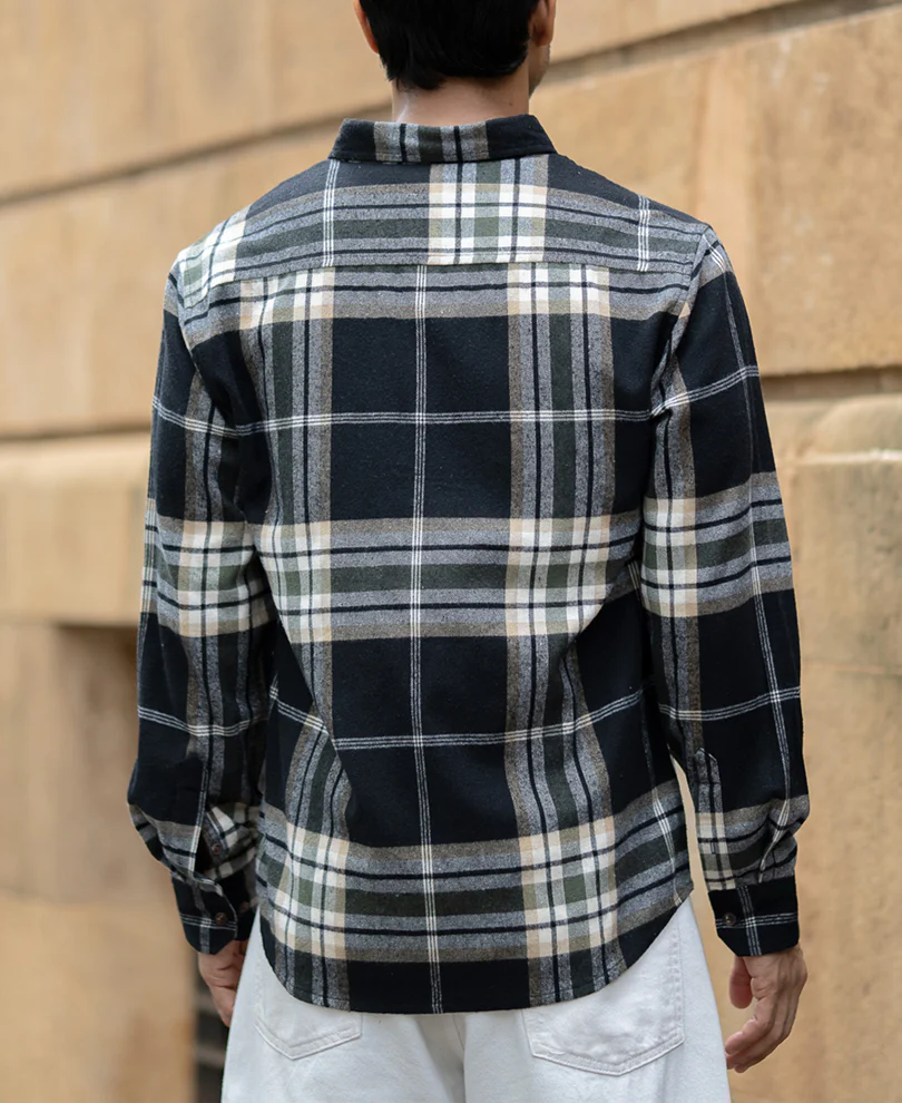Black Macro Checks Button Down Shirt - Image 5