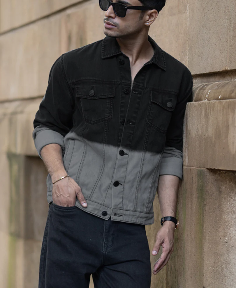 Black Ombre Denim Jacket - Image 2