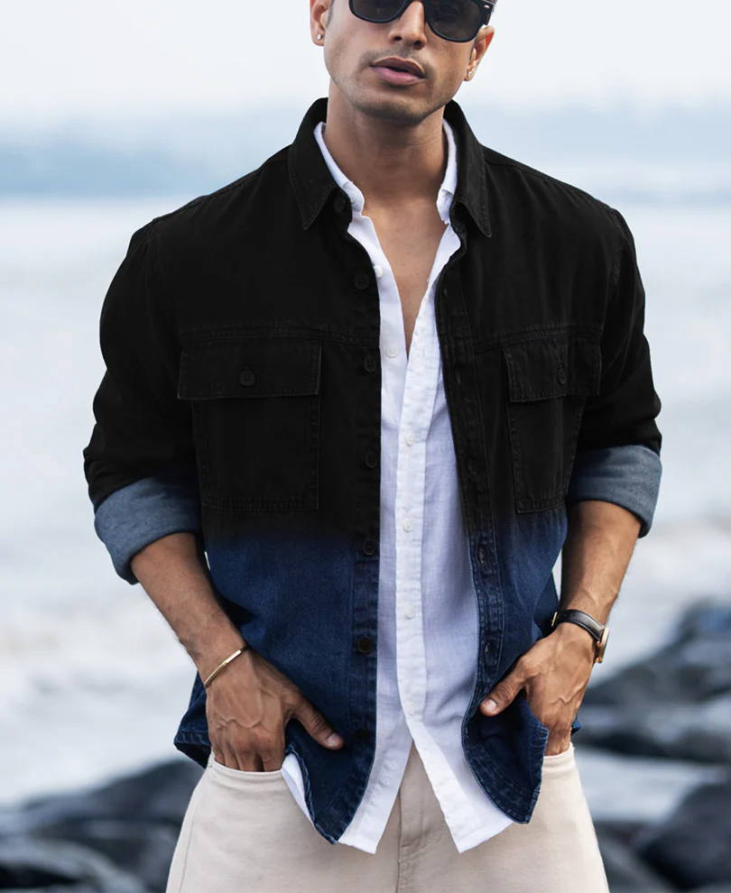 Black Ombre Denim Shirt