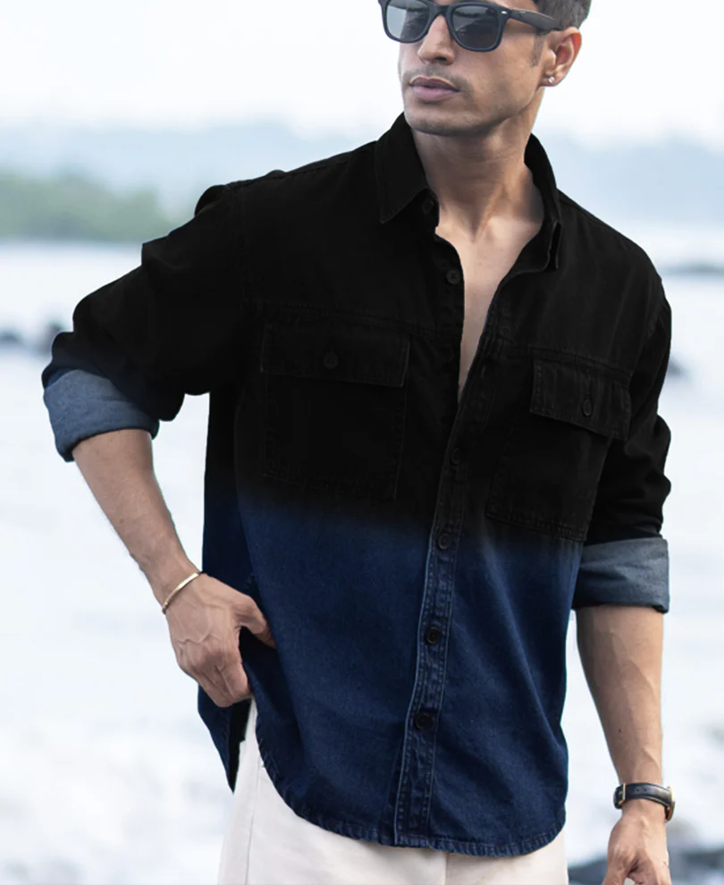 Black Ombre Denim Shirt - Image 3