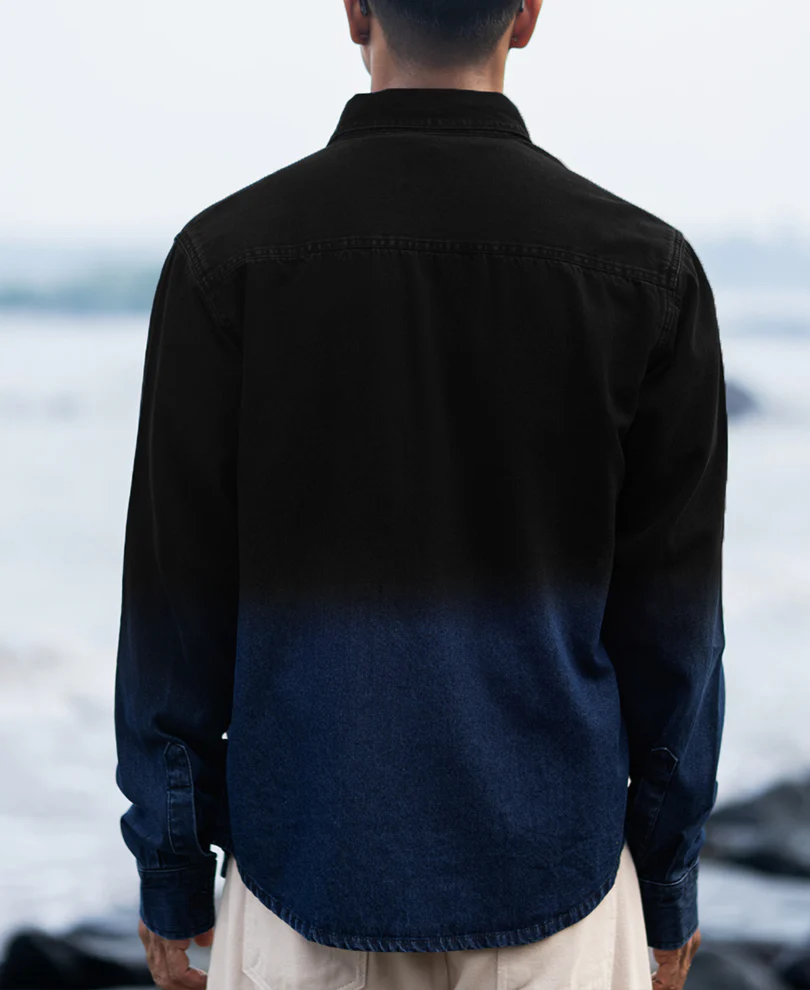 Black Ombre Denim Shirt - Image 6