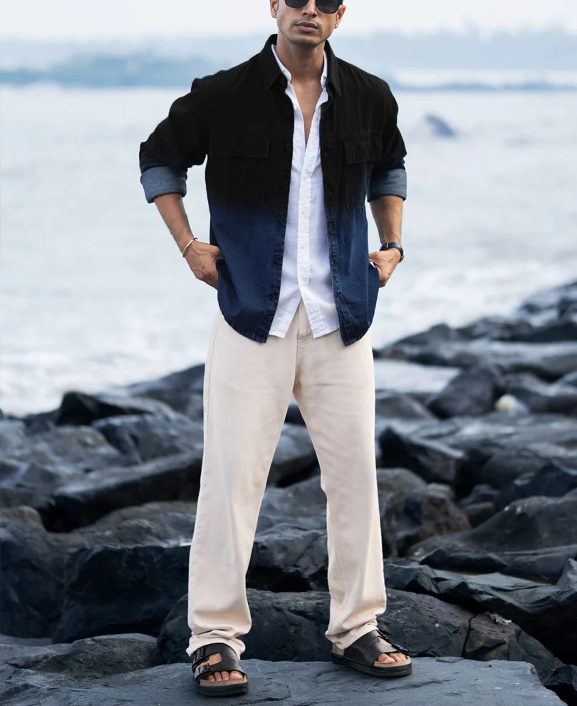Black Ombre Denim Shirt - Image 7