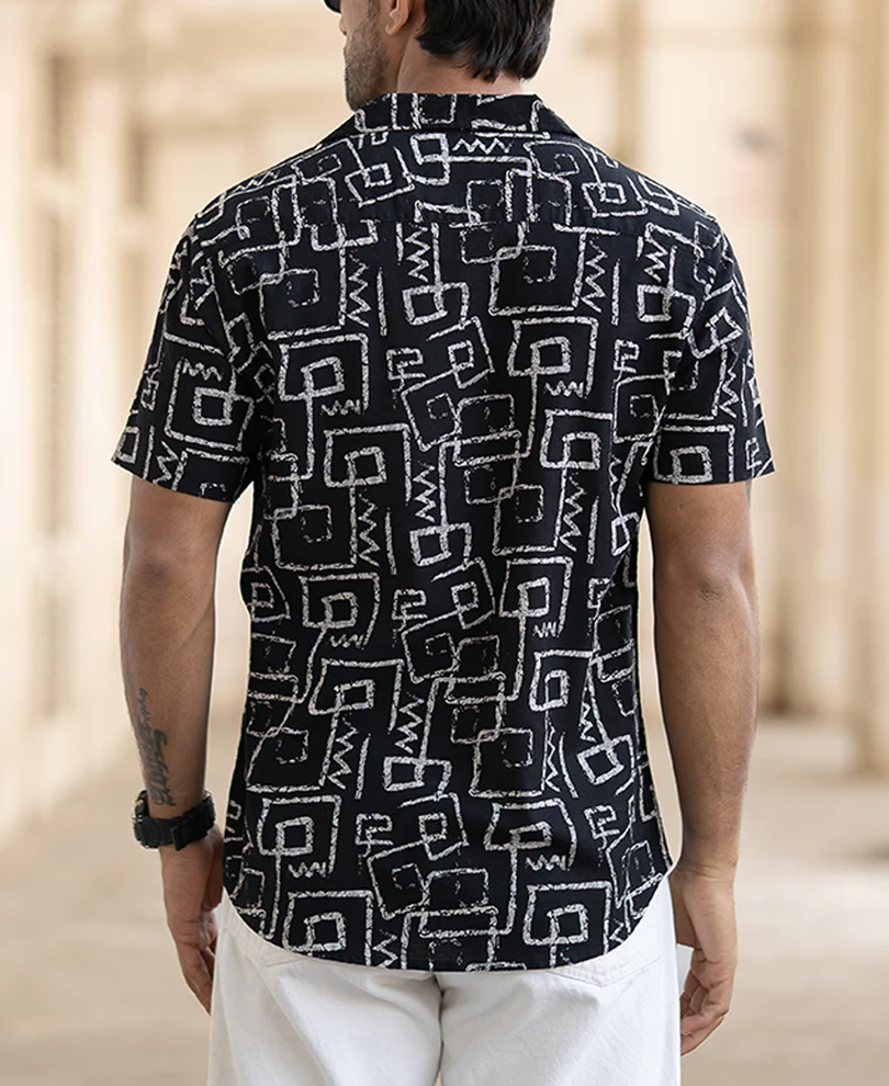 Black Cuban Printed Shirt - Image 5