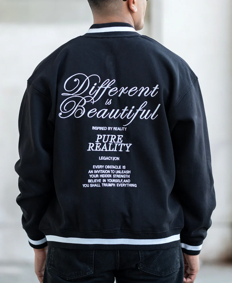 Black Embroidered Varsity Jacket - Image 4