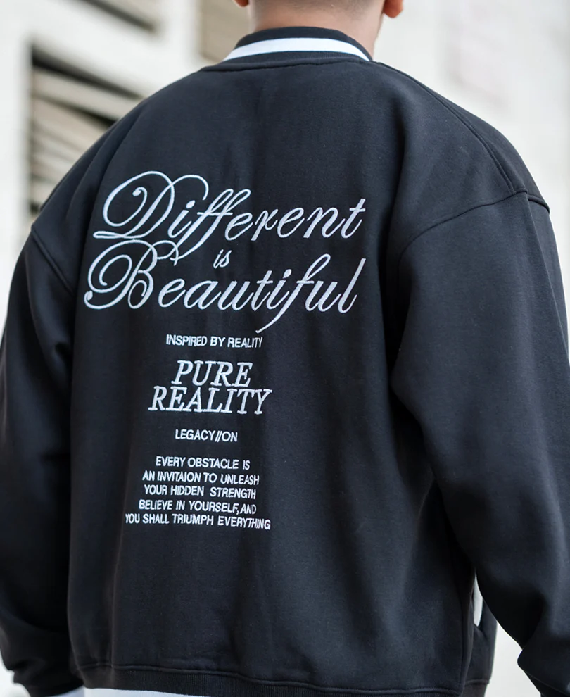 Black Embroidered Varsity Jacket - Image 5