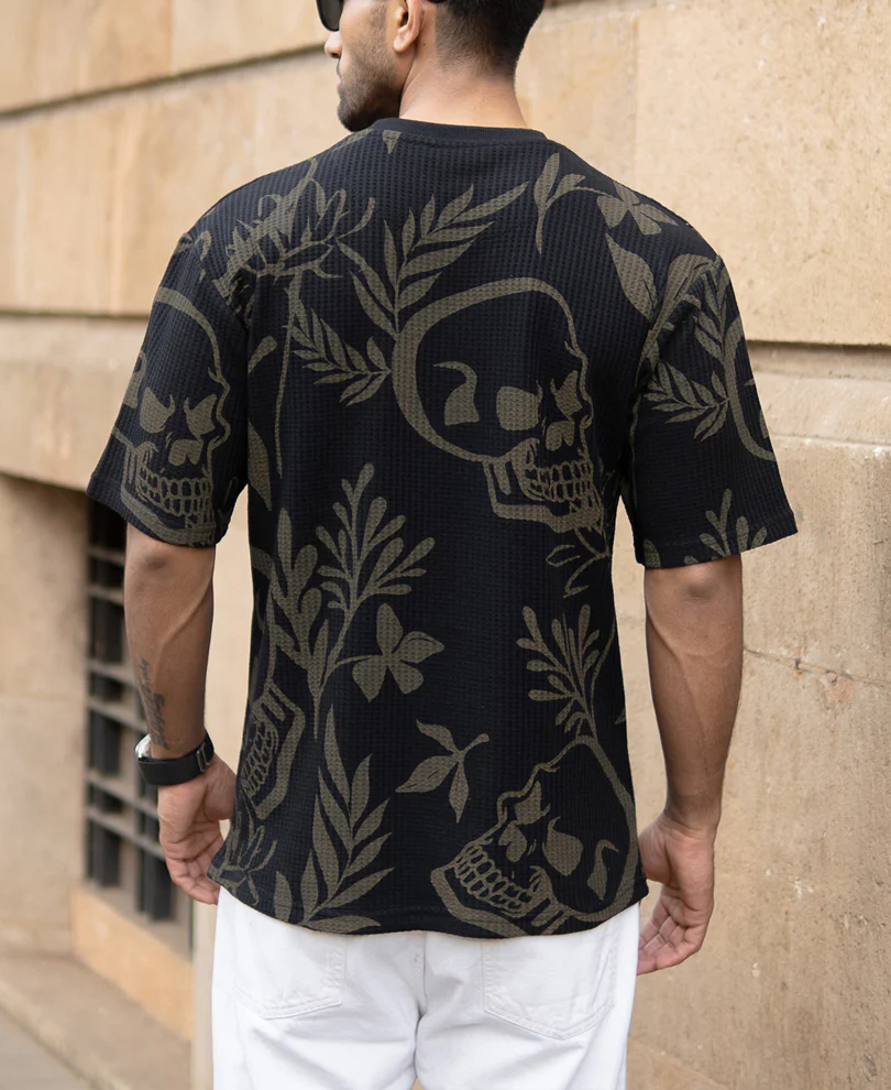 Black Skull Print T-Shirt - Image 5