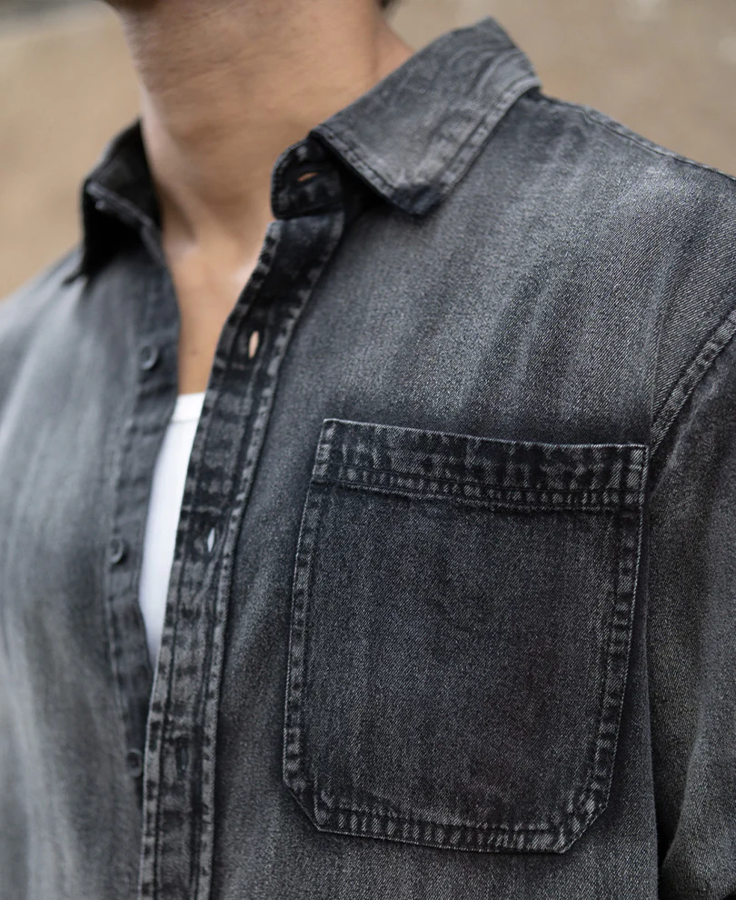 Black Sprayed Denim Shirt - Image 4