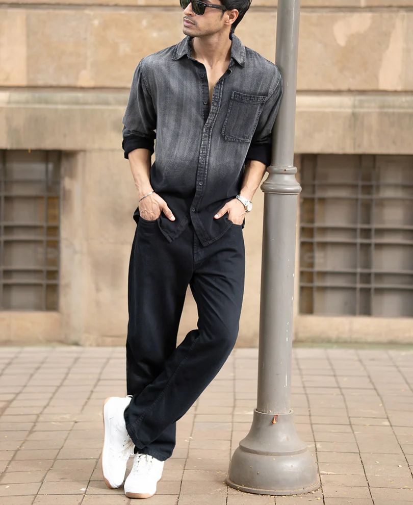 Black Sprayed Denim Shirt - Image 6