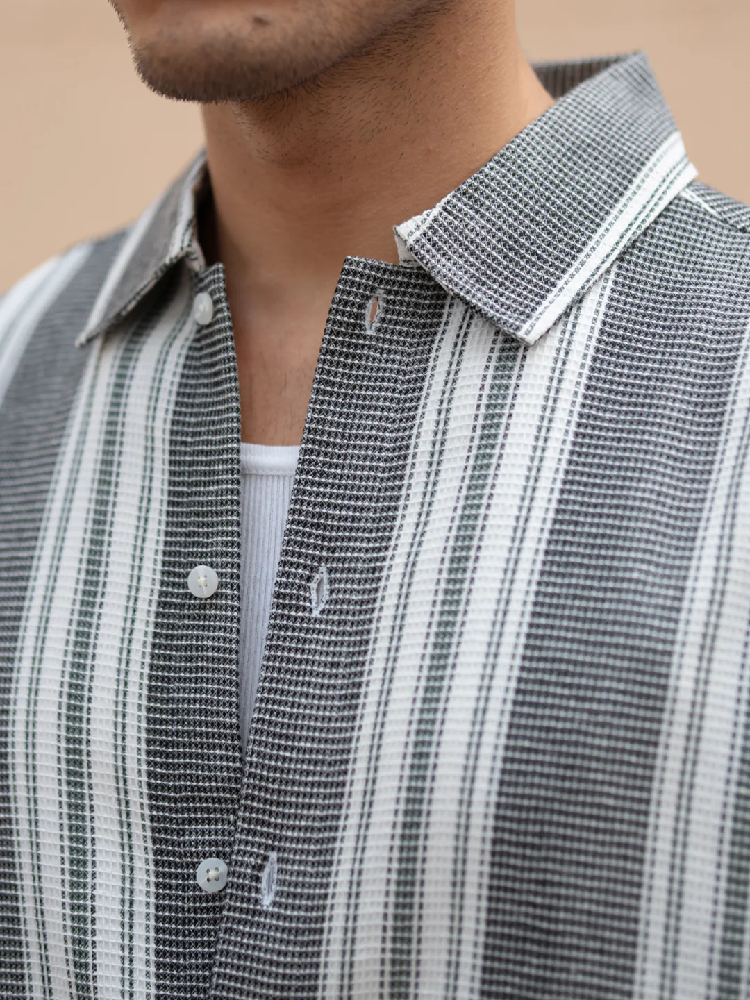Black Structure Striped Shirt - Image 3