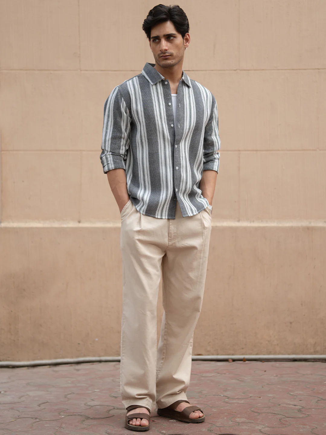Black Structure Striped Shirt - Image 6