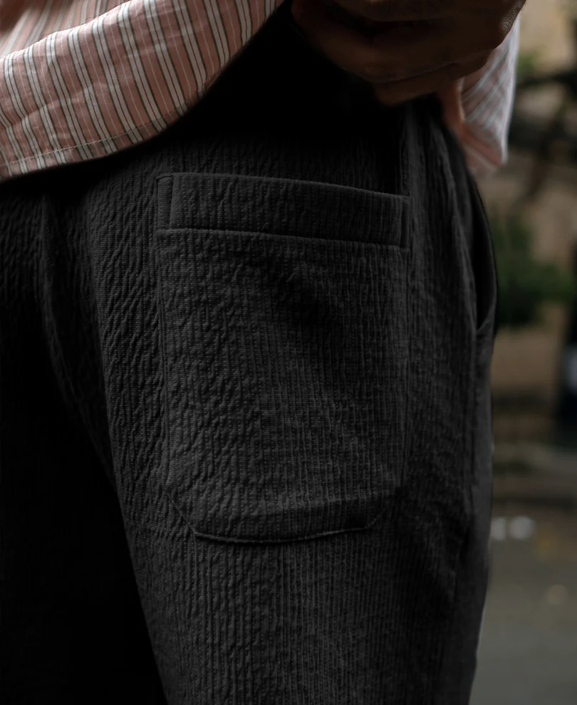 Black Structured Knitted Regular Fit Pant - Image 5