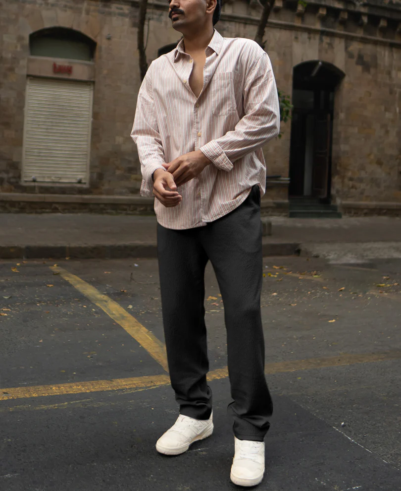Black Structured Knitted Regular Fit Pant - Image 6