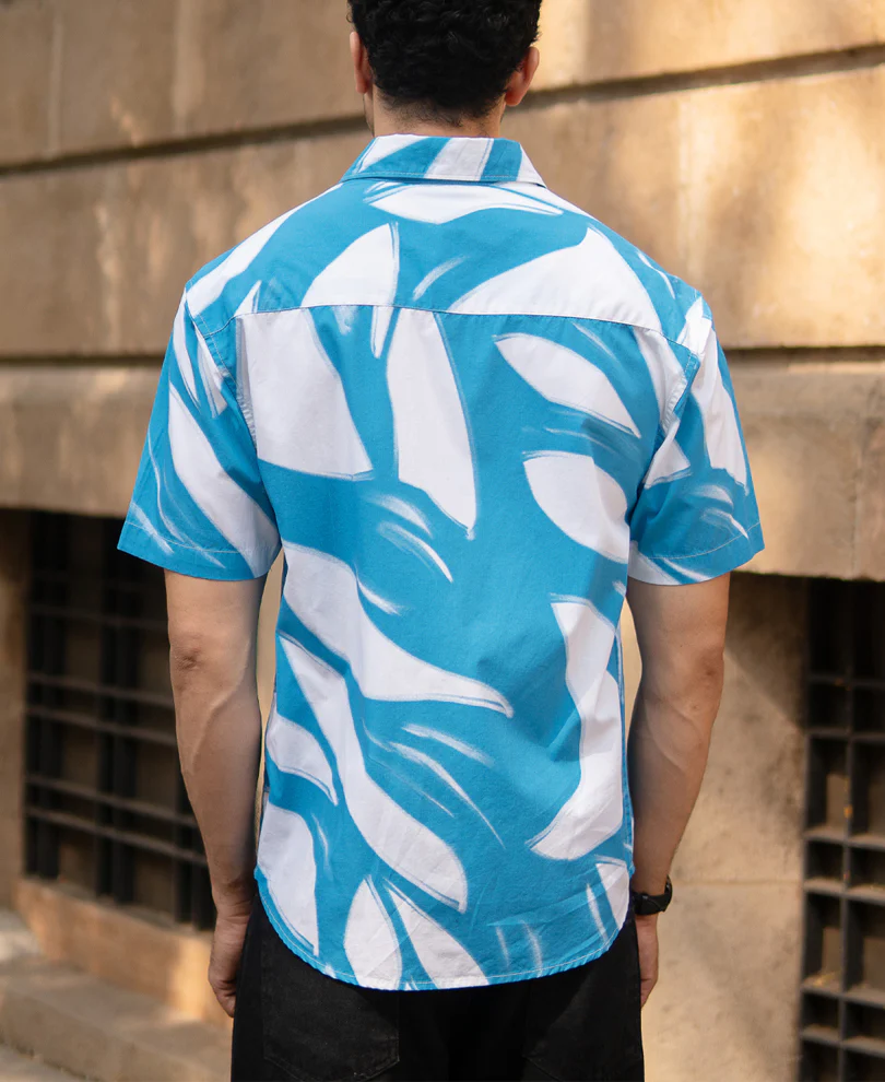 Blue Abstract Print Lightweight Shirt - Image 5