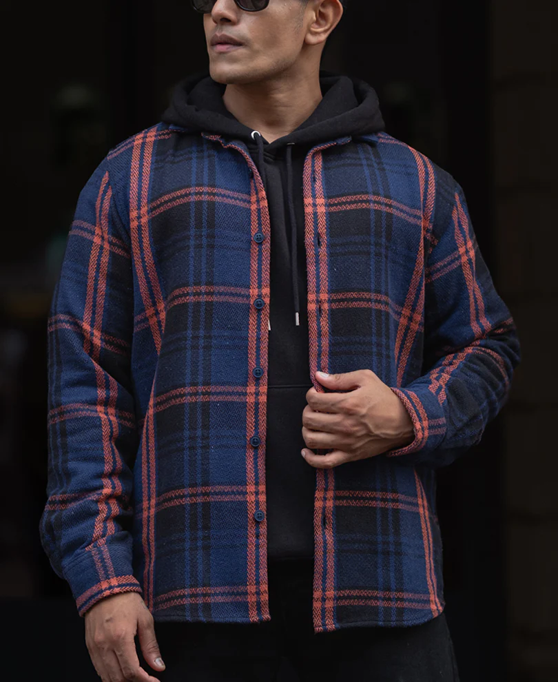 Blue And Orange Checks Regular Fit Full Sleeves Shirt - Image 2