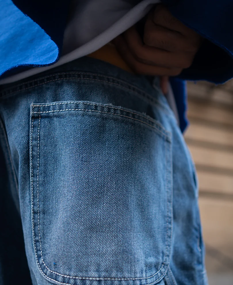 Blue Baggy Fit Basic Denim Jeans - Image 4