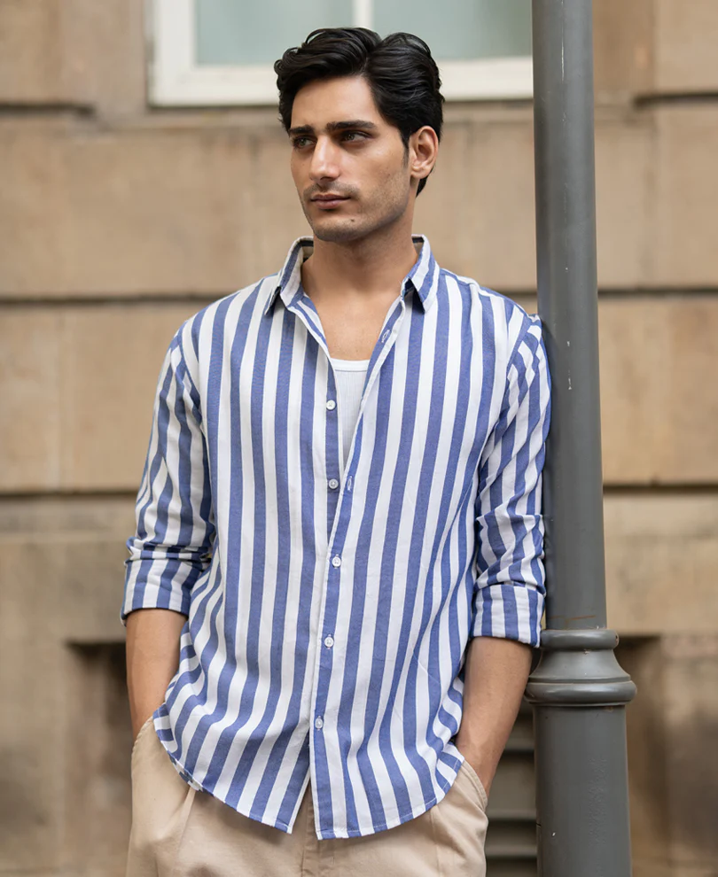 Blue Nautical Stripe Shirt