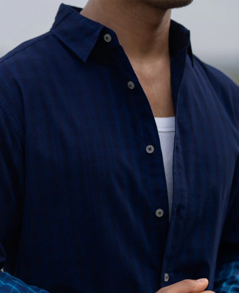 Blue Ombre Checks Shirt - Image 4