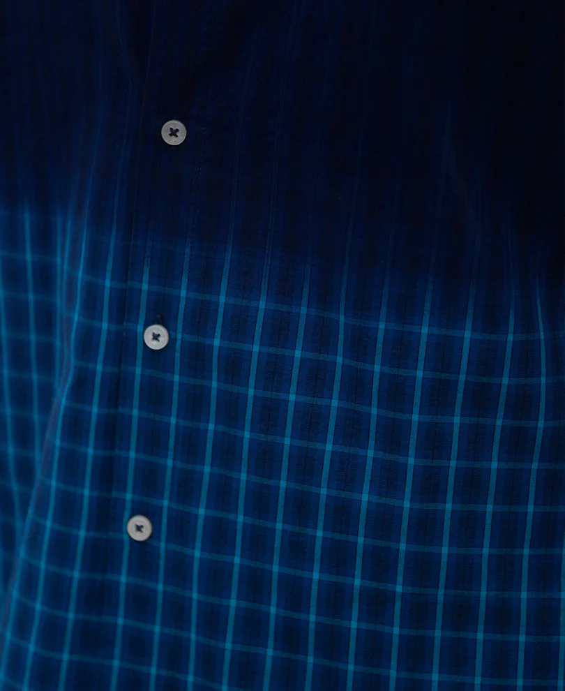 Blue Ombre Checks Shirt - Image 5