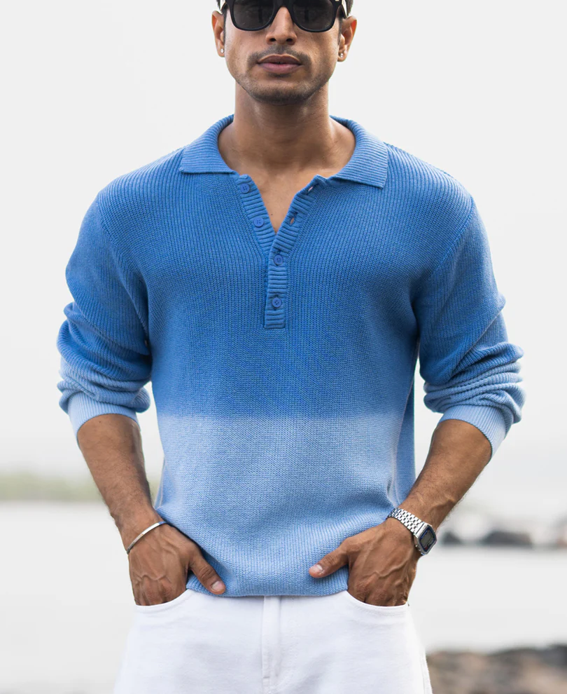 Blue Ombre Cotton Sweatshirt - Image 2