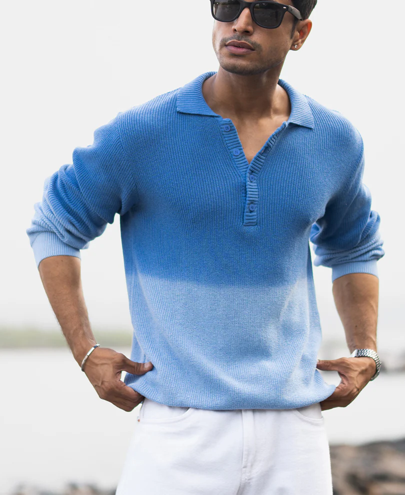 Blue Ombre Cotton Sweatshirt - Image 3